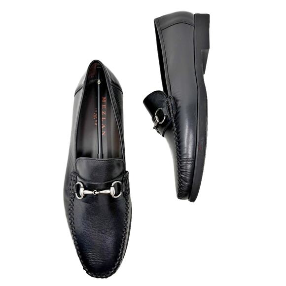 NEW Mezlan Horse-Bit Ornament Moccasin Loafers Mens size 10 Black Leather #17087